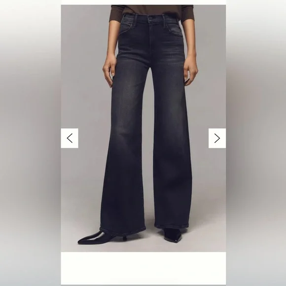 Mother the Hustler Roller High Rise Women's Black Flared Jeans - Picture 2 of 7